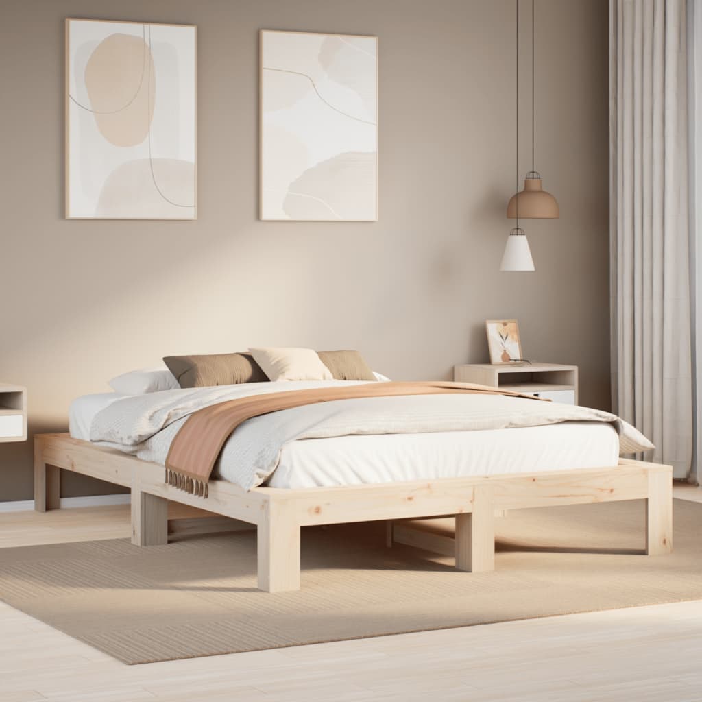 Bed frame without mattress 160x200 cm solid pine wood