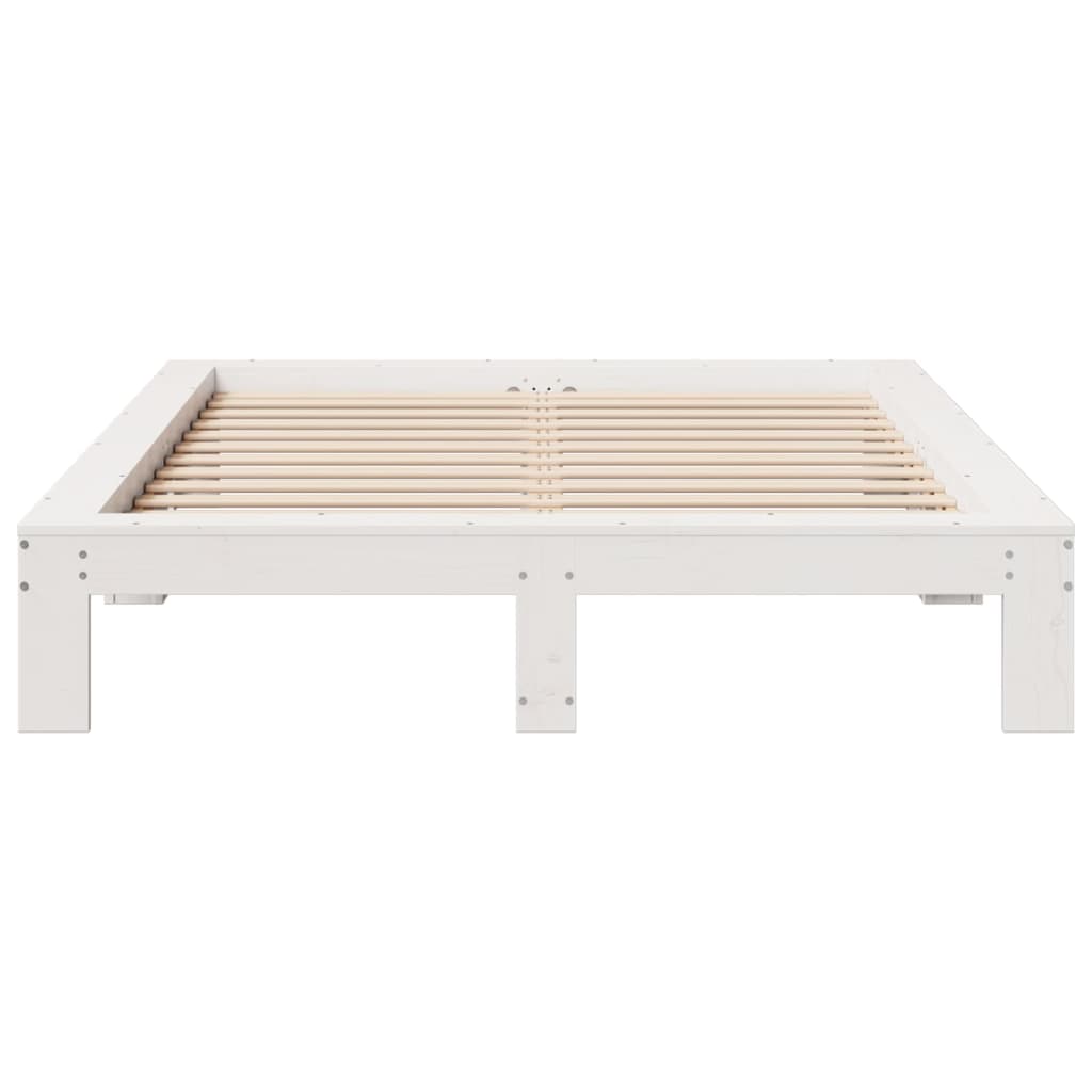 Cadre de lit sans matelas blanc 160x200 cm bois de pin massif