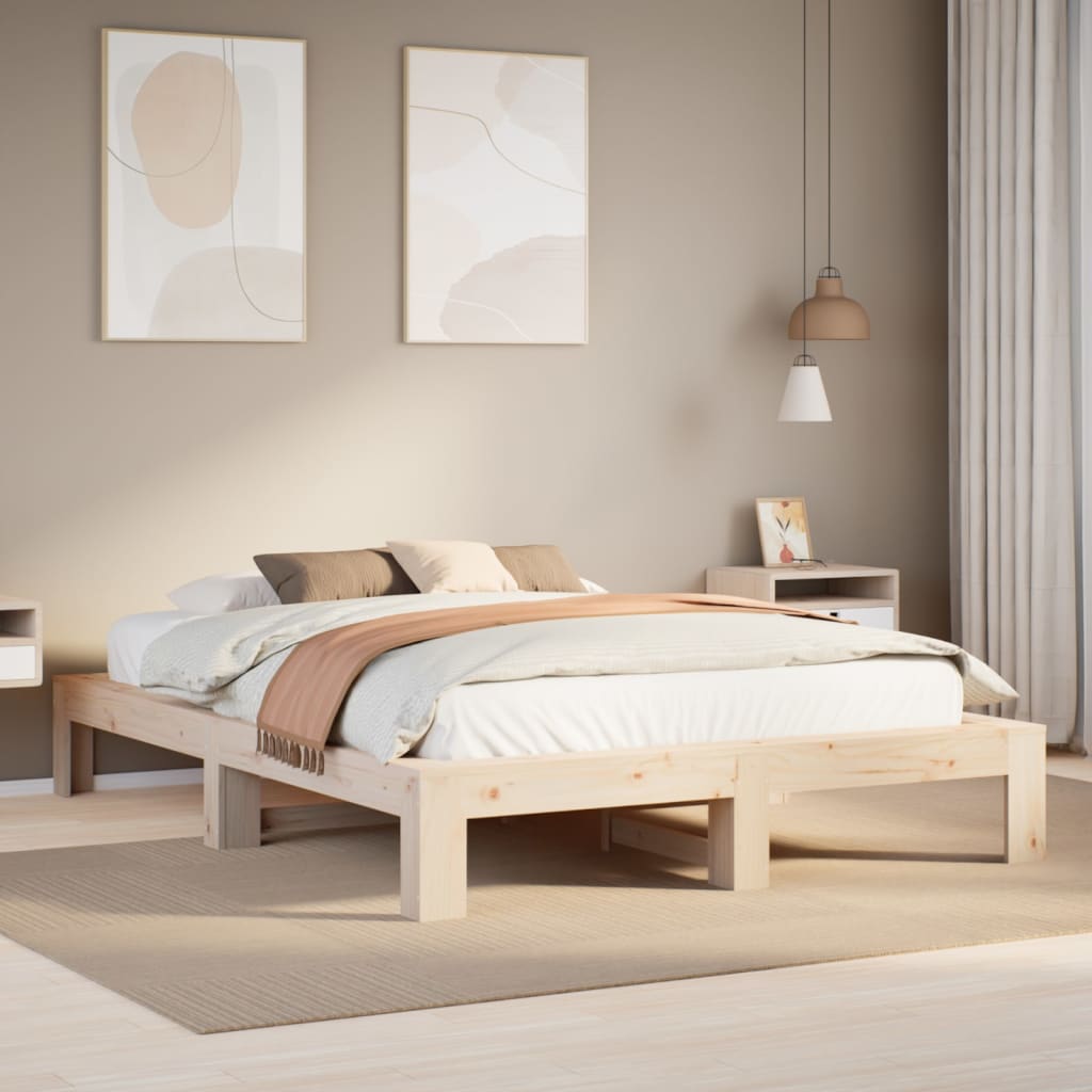 Cadre de lit sans matelas 150x200 cm bois de pin massif