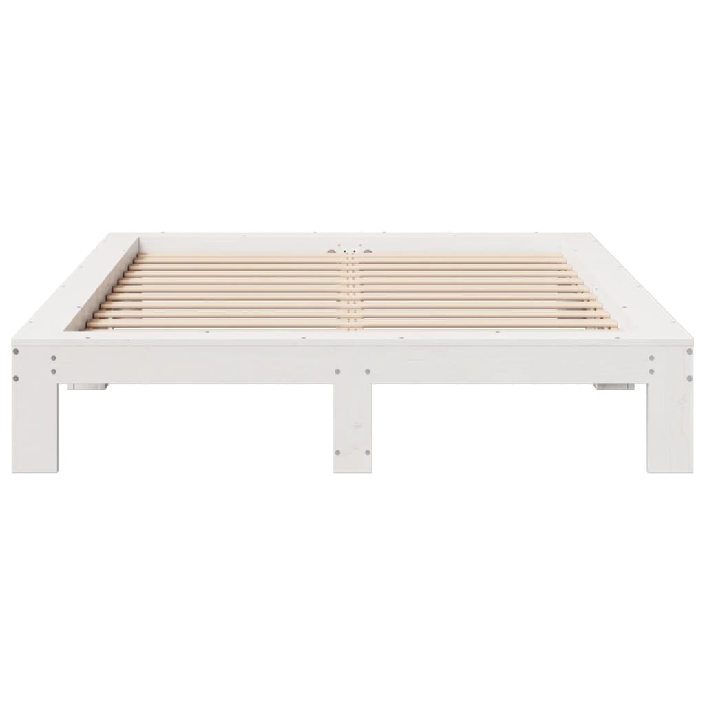 Bed frame without mattress white 150x200 cm solid pine wood