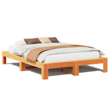 Bed frame without mattress brown wax 140x200cm solid pine wood