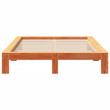 Bed frame without mattress brown wax 140x200cm solid pine wood