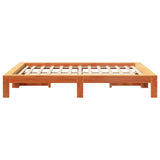 Bed frame without mattress brown wax 140x200cm solid pine wood