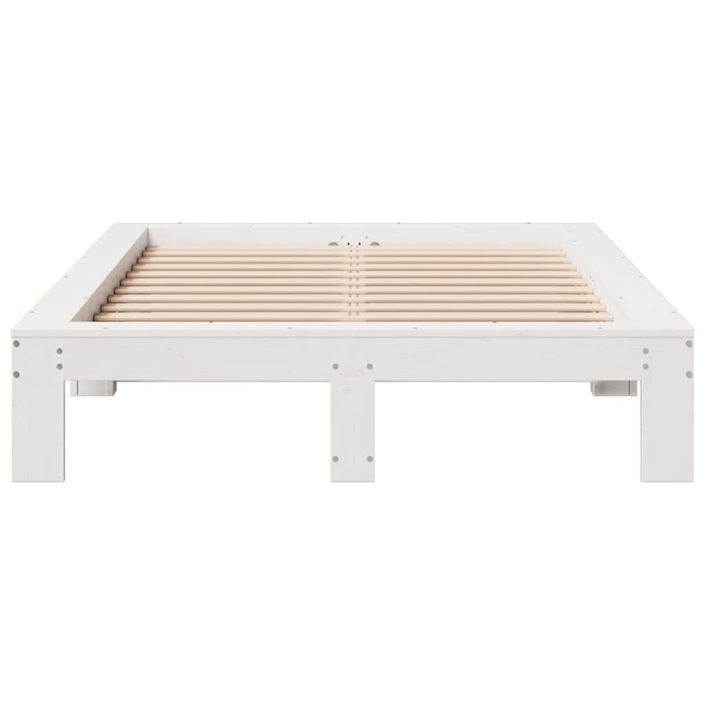 Cadre de lit sans matelas blanc 120x200 cm bois de pin massif