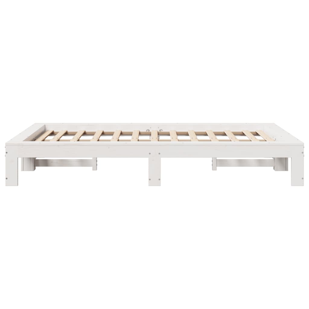 Cadre de lit sans matelas blanc 120x200 cm bois de pin massif