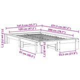 Bettgestell ohne Matratze, braunes Wachs, 120 x 200 cm, massives Kiefernholz