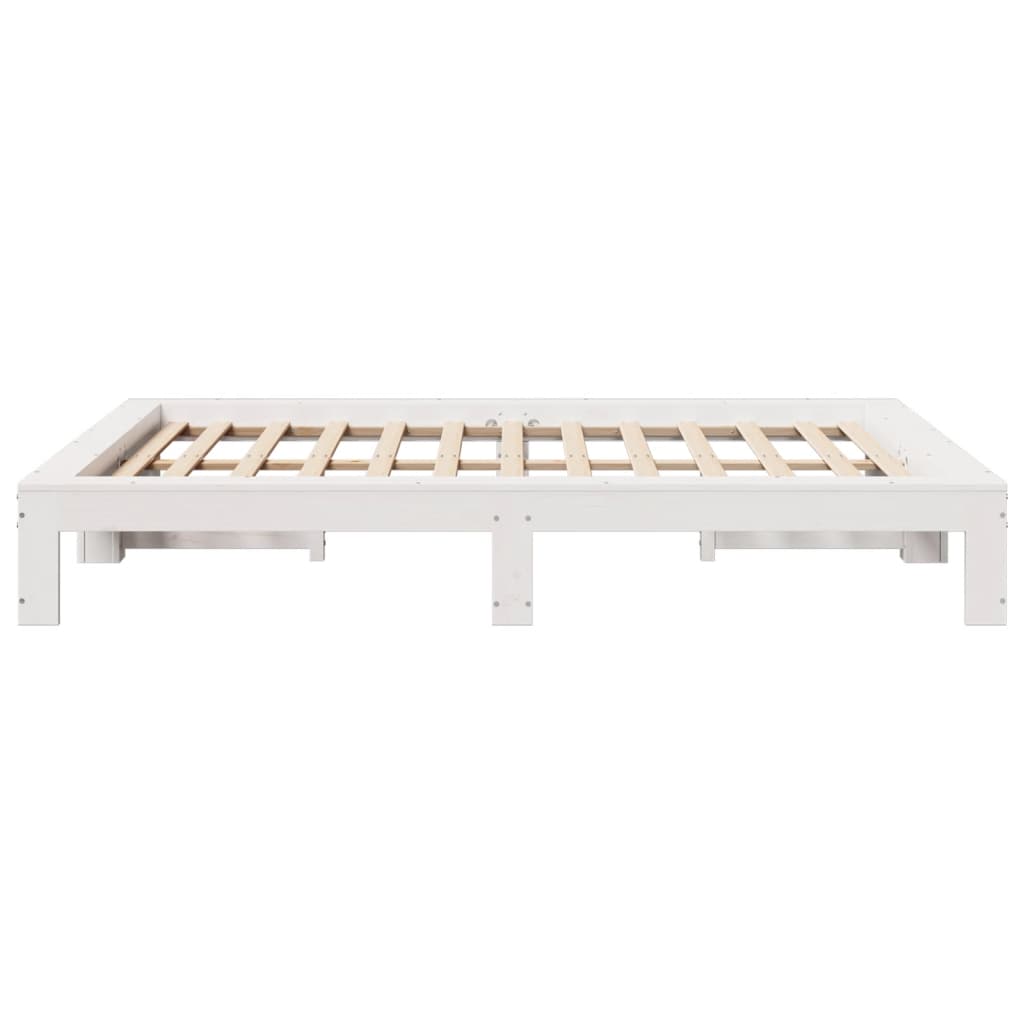 Bed frame without white mattress 140x190 cm solid pine wood