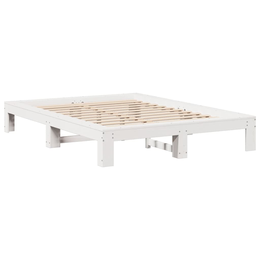 Cadre de lit sans matelas blanc 135x190 cm bois de pin massif