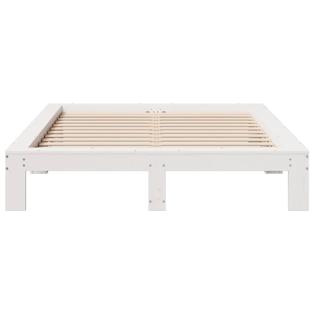 Cadre de lit sans matelas blanc 135x190 cm bois de pin massif