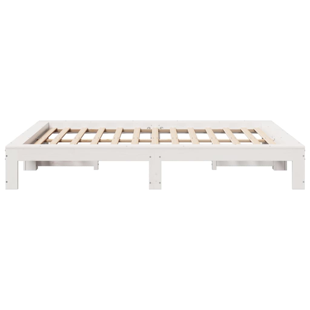 Cadre de lit sans matelas blanc 135x190 cm bois de pin massif