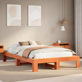 Cadre de lit sans matelas cire marron 135x190cm bois pin massif