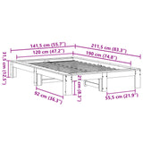 Bed frame without white mattress 120x190 cm solid pine wood