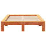 Bed frame without mattress brown wax 120x190cm solid pine wood