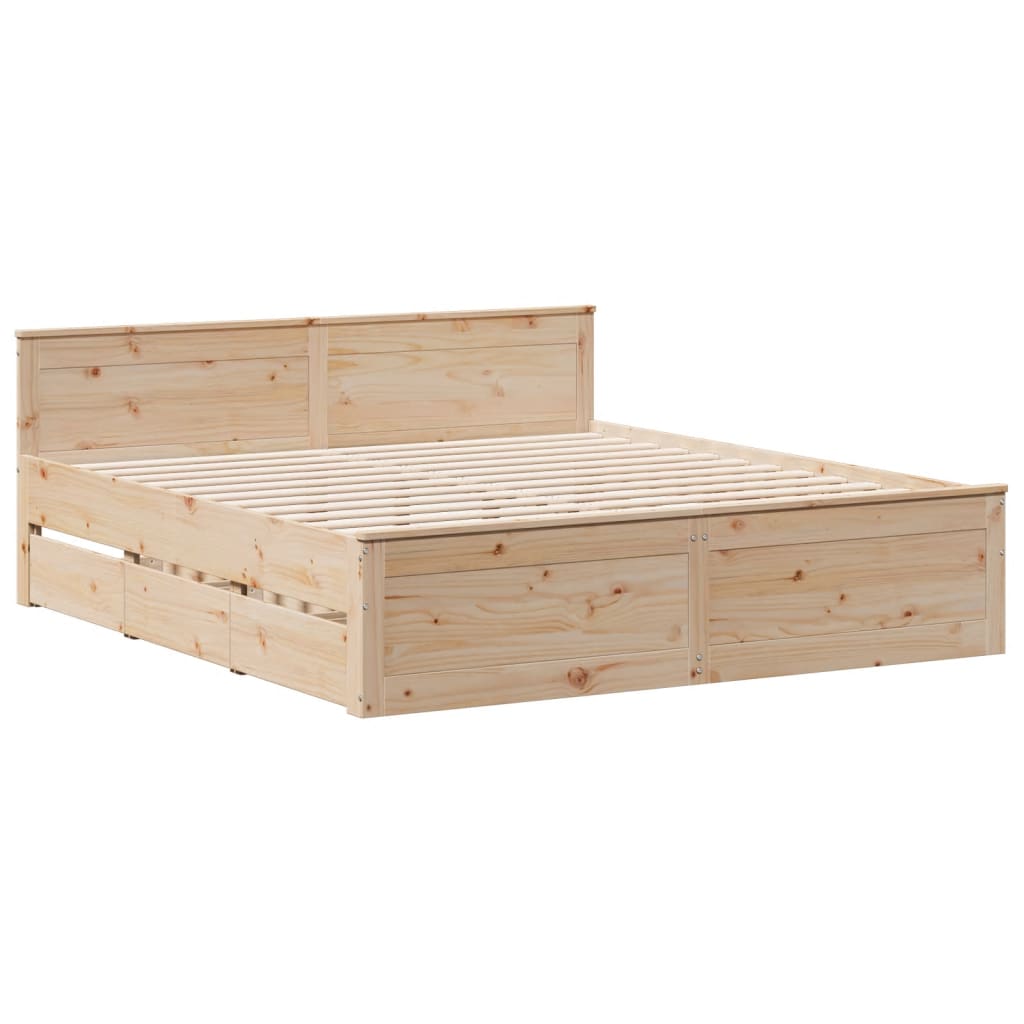 Cadre de lit sans matelas avec tête de lit 200x200 cm bois pin