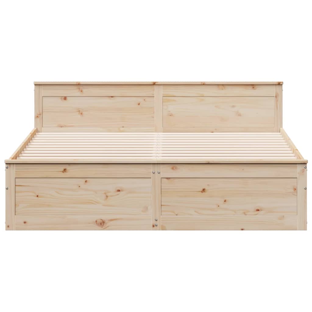 Cadre de lit sans matelas avec tête de lit 200x200 cm bois pin