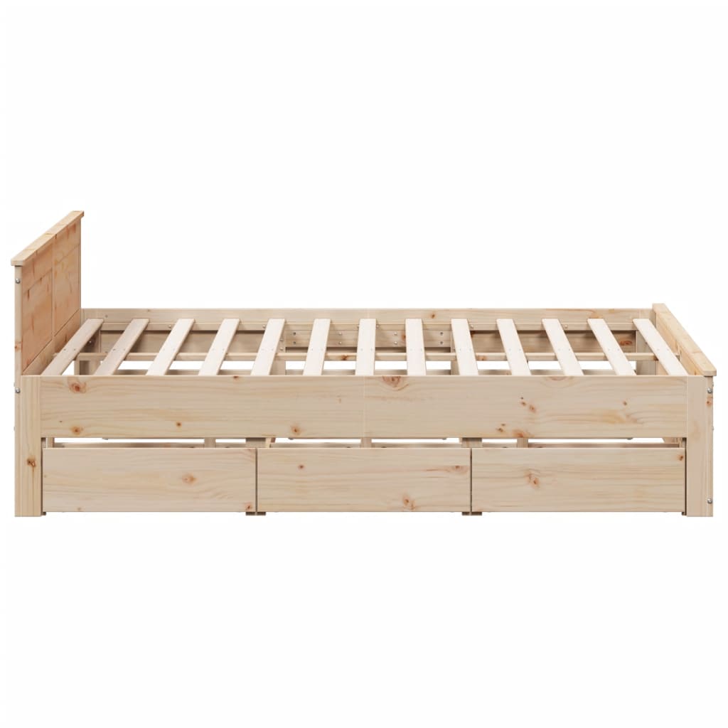 Cadre de lit sans matelas avec tête de lit 200x200 cm bois pin