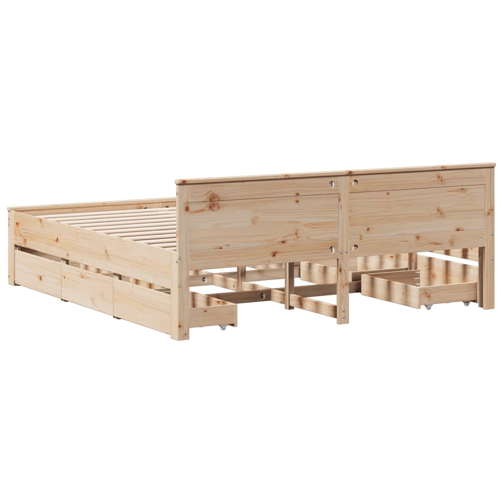 Cadre de lit sans matelas avec tête de lit 200x200 cm bois pin