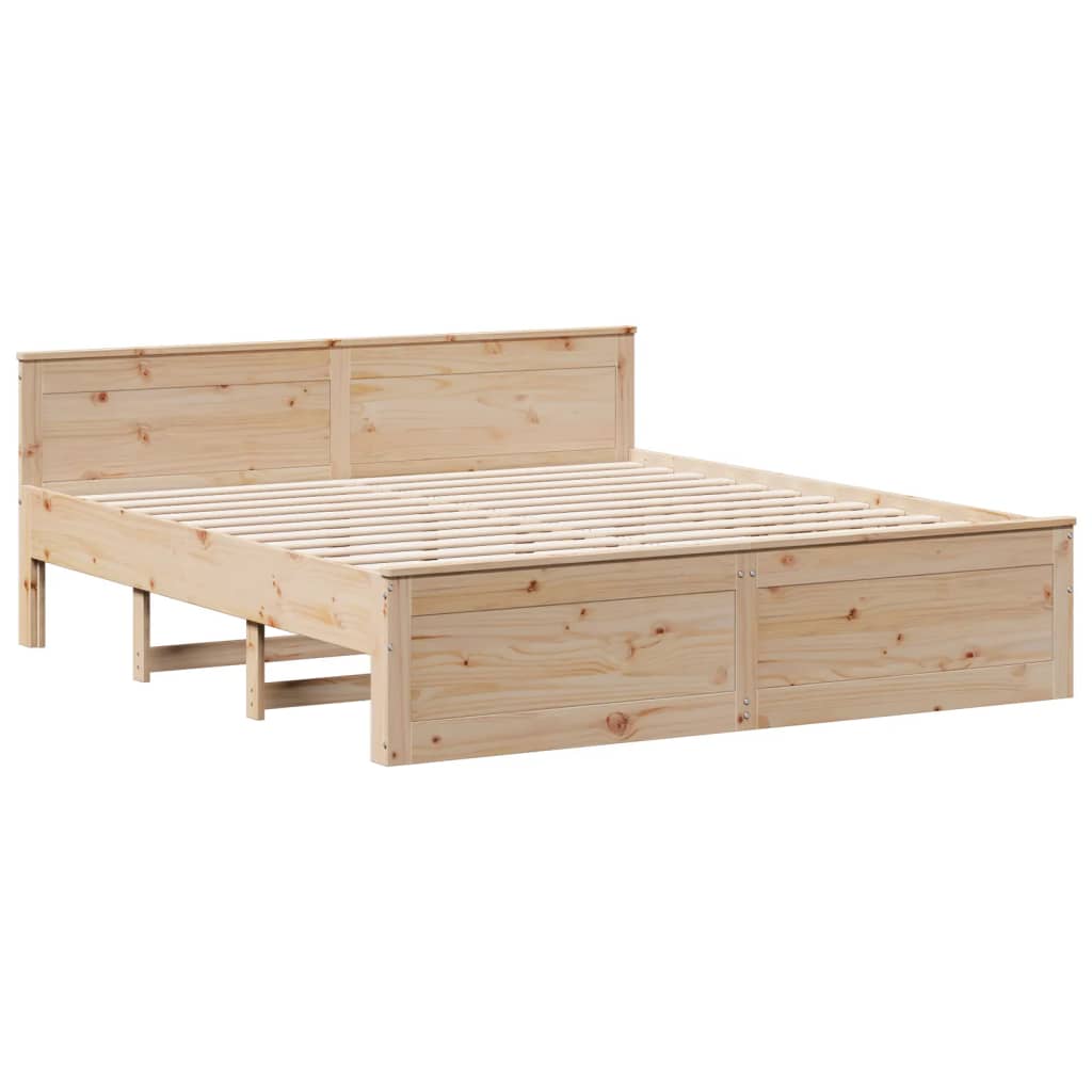 Cadre de lit sans matelas avec tête de lit 200x200 cm bois pin