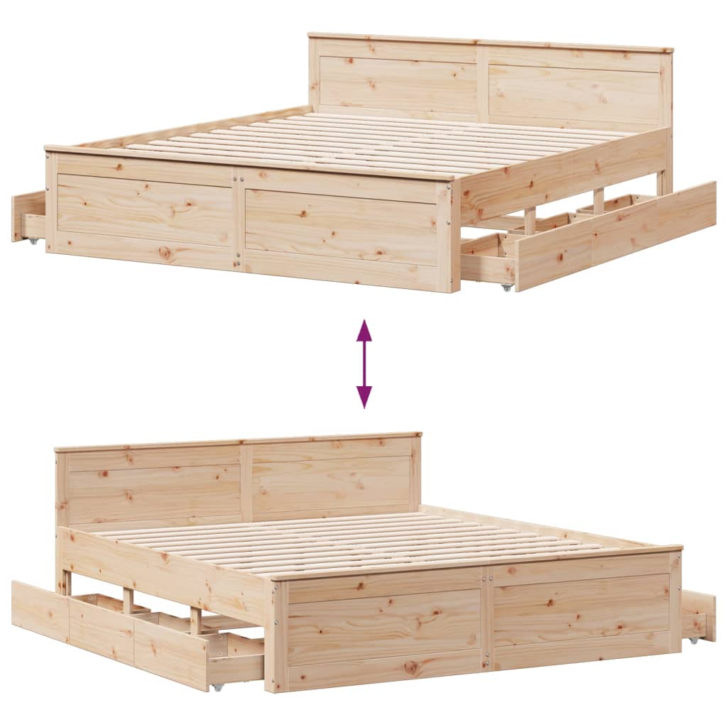 Cadre de lit sans matelas avec tête de lit 200x200 cm bois pin