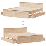 Cadre de lit sans matelas avec tête de lit 200x200 cm bois pin