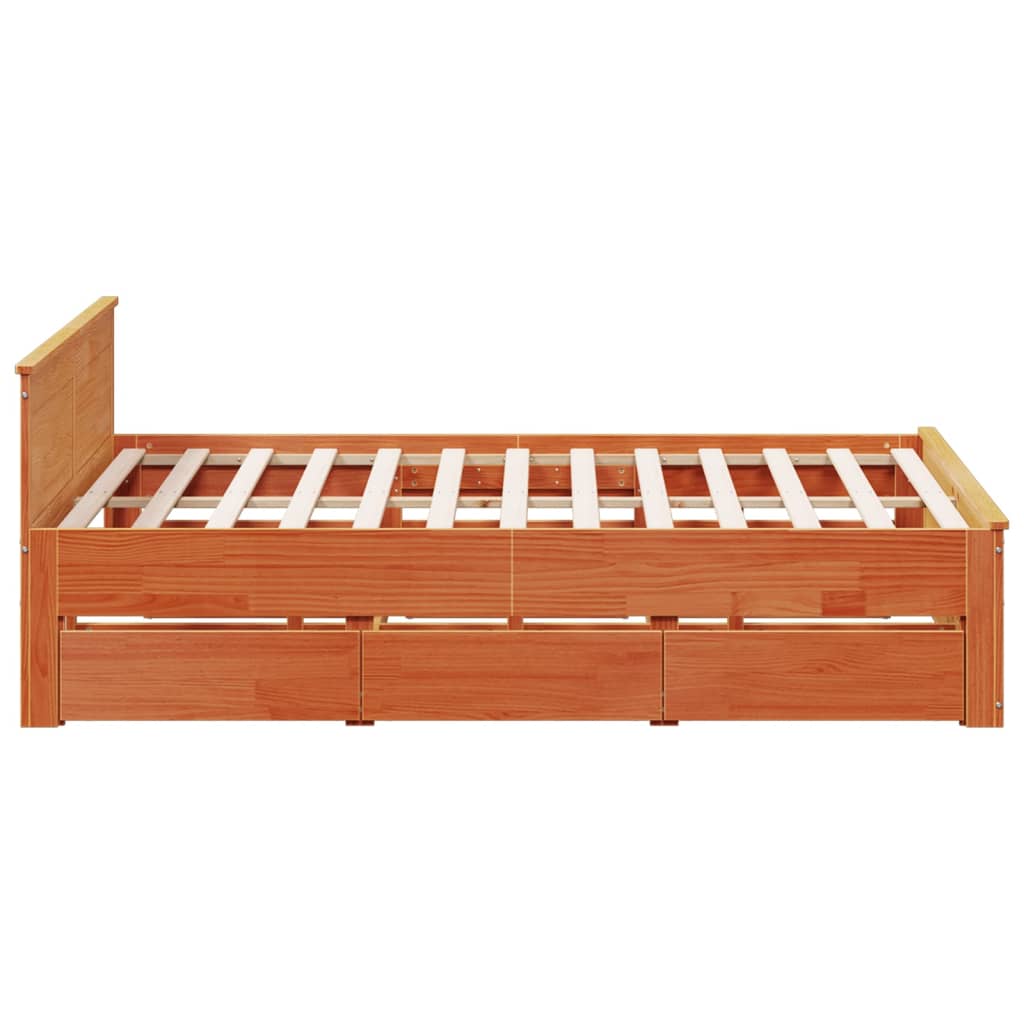 Cadre de lit sans matelas avec tête de lit 200x200 cm bois pin