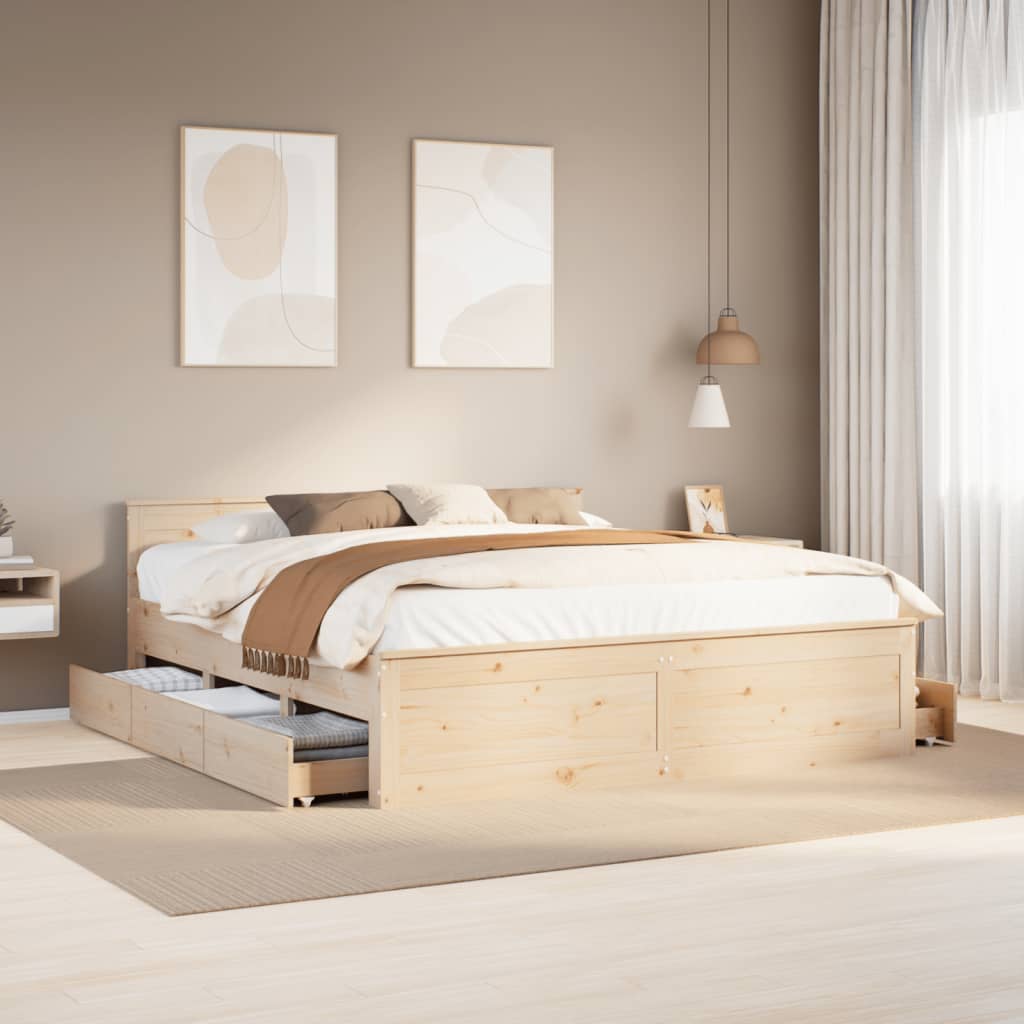 Cadre de lit sans matelas avec tête de lit 180x200 cm bois pin