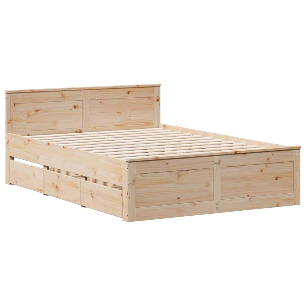 Cadre de lit sans matelas avec tête de lit 160x200cm pin massif