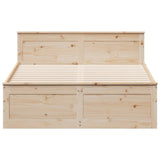 Bed frame without mattress with headboard 160x200cm solid pine