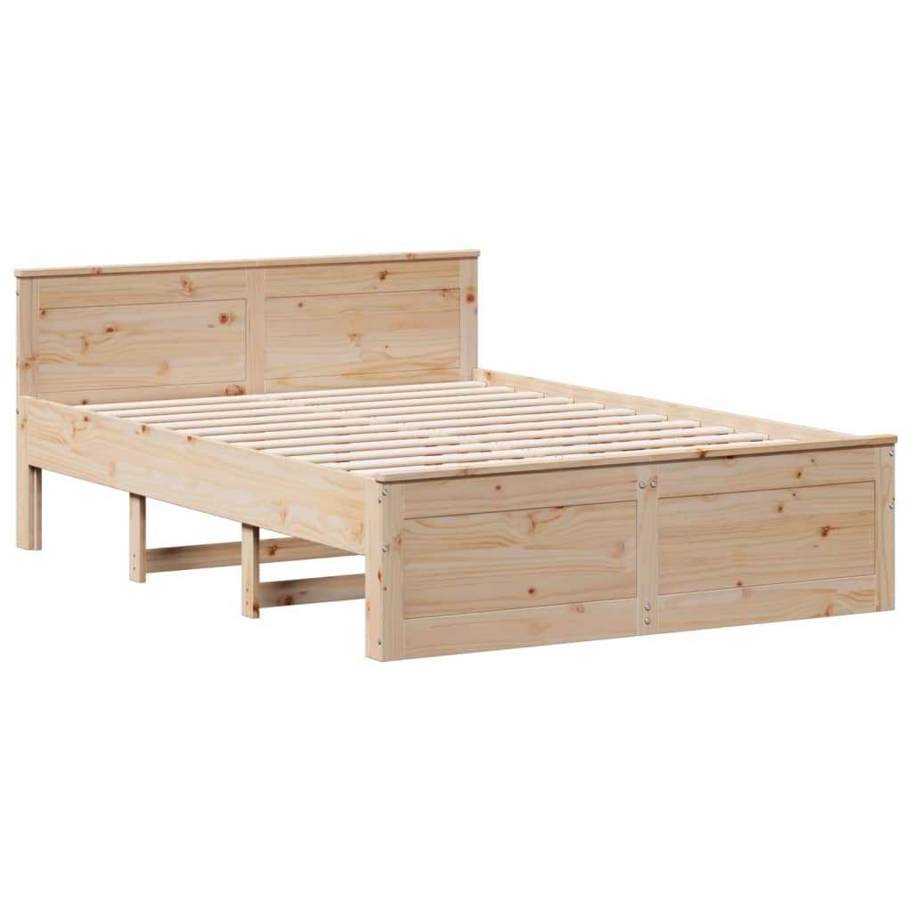 Bed frame without mattress with headboard 160x200cm solid pine