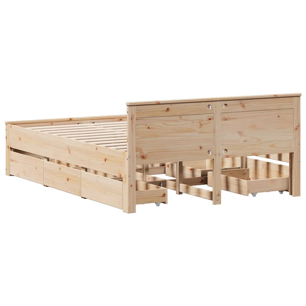 Cadre de lit sans matelas avec tête de lit 140x200 cm bois pin