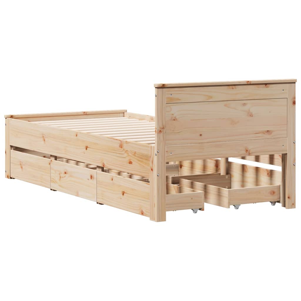 Cadre de lit sans matelas avec tête de lit 100x200 cm bois pin