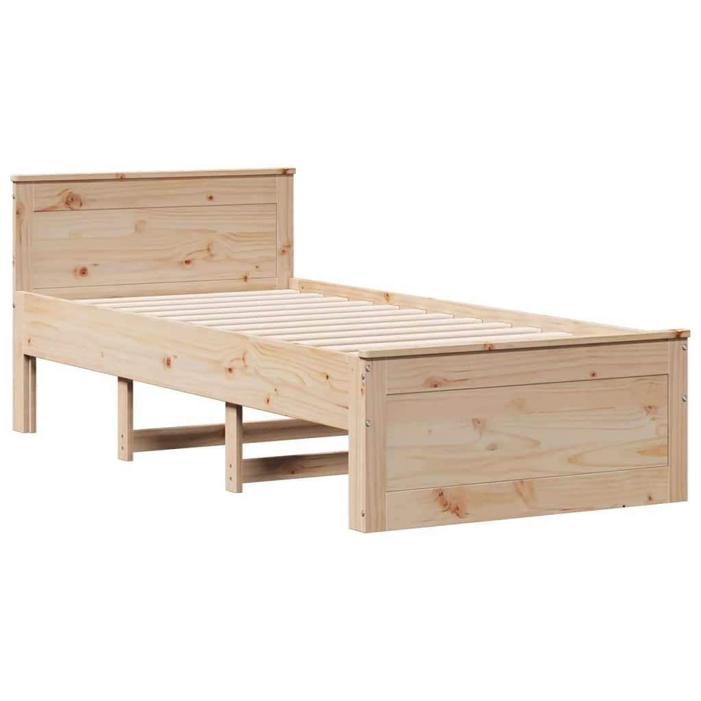 Cadre de lit sans matelas avec tête de lit 100x200 cm bois pin