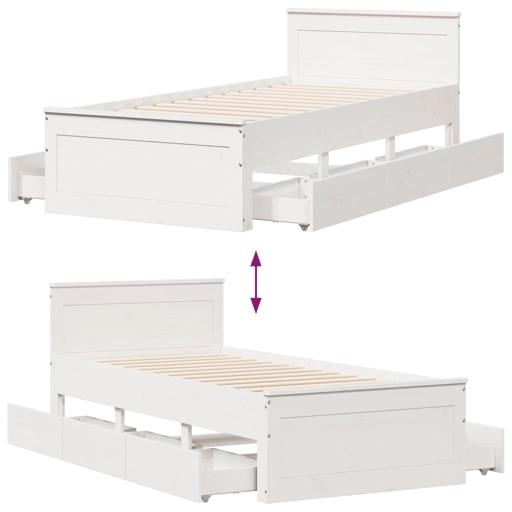 Cadre de lit sans matelas avec tête de lit 100x200 cm bois pin