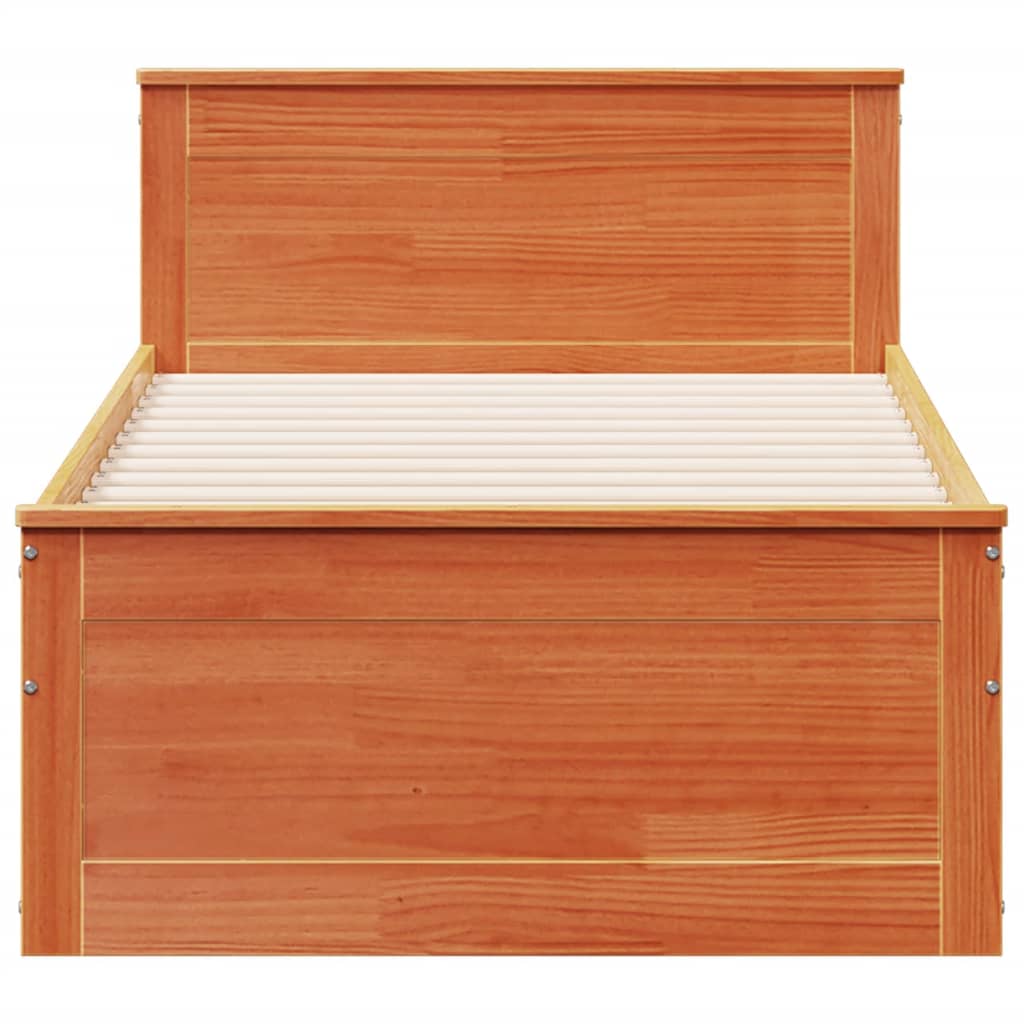 Cadre de lit sans matelas avec tête de lit 100x200 cm bois pin