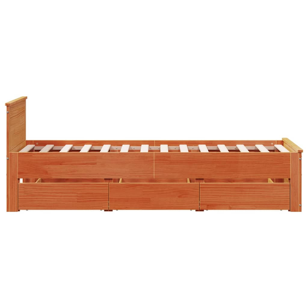 Cadre de lit sans matelas avec tête de lit 100x200 cm bois pin