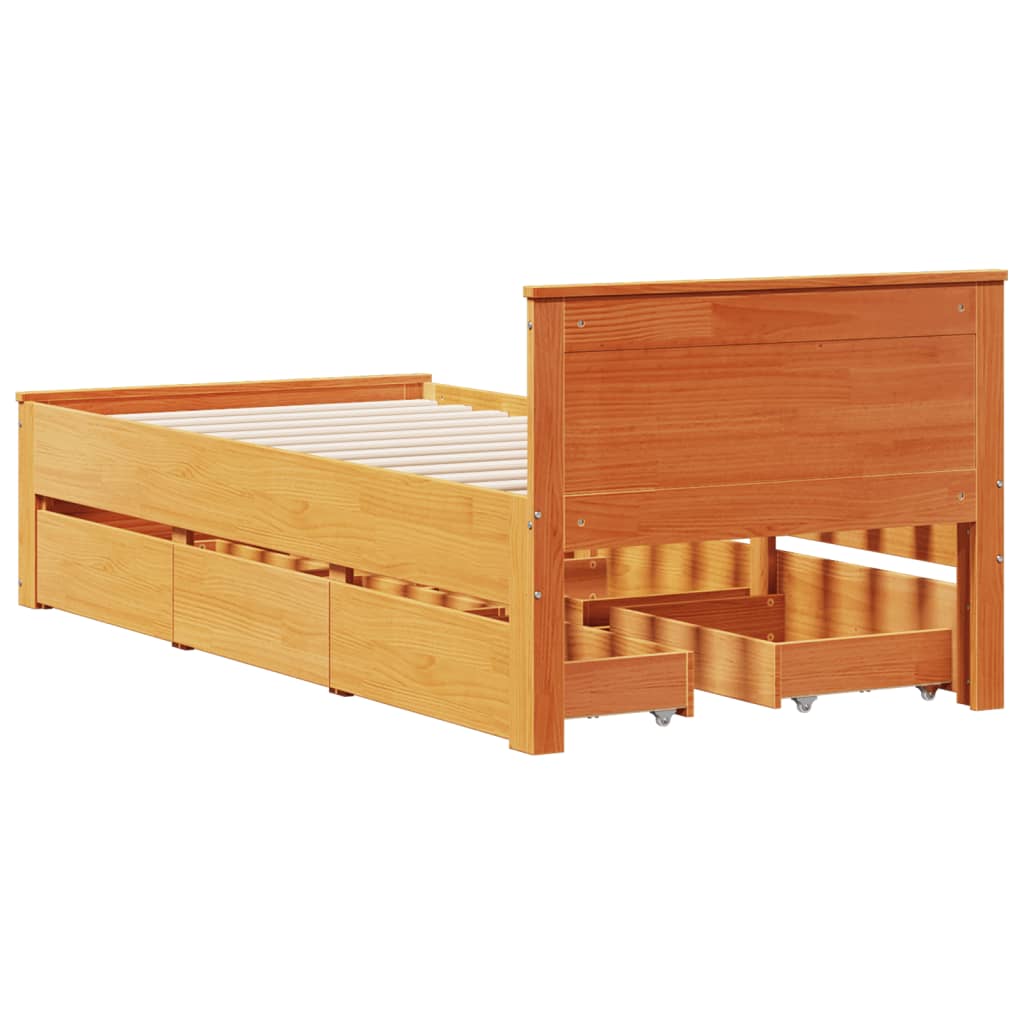 Cadre de lit sans matelas avec tête de lit 100x200 cm bois pin