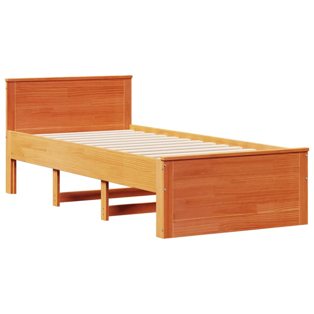 Cadre de lit sans matelas avec tête de lit 100x200 cm bois pin