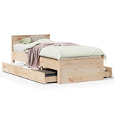 Cadre de lit sans matelas avec tête de lit 90x200cm bois de pin