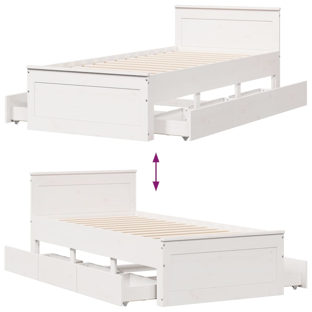 Cadre de lit sans matelas avec tête de lit 90x200cm bois de pin