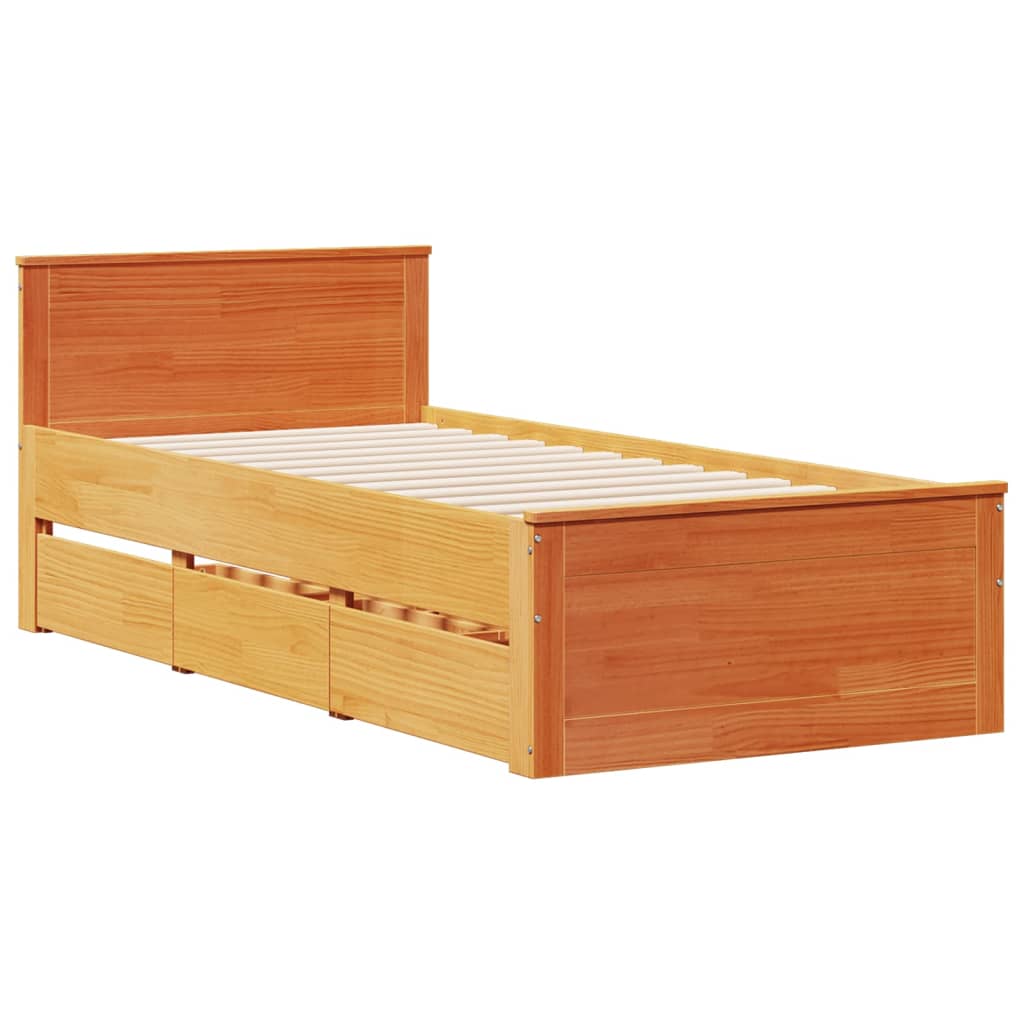 Cadre de lit sans matelas avec tête de lit 90x200 cm bois pin