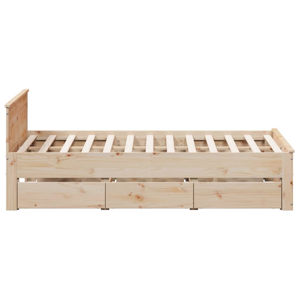 Cadre de lit sans matelas avec tête de lit 140x190cm pin massif