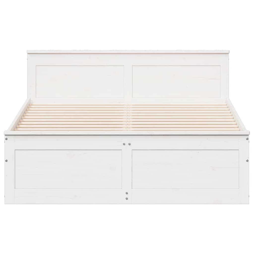 Cadre de lit sans matelas avec tête de lit blanc 140x190 cm pin