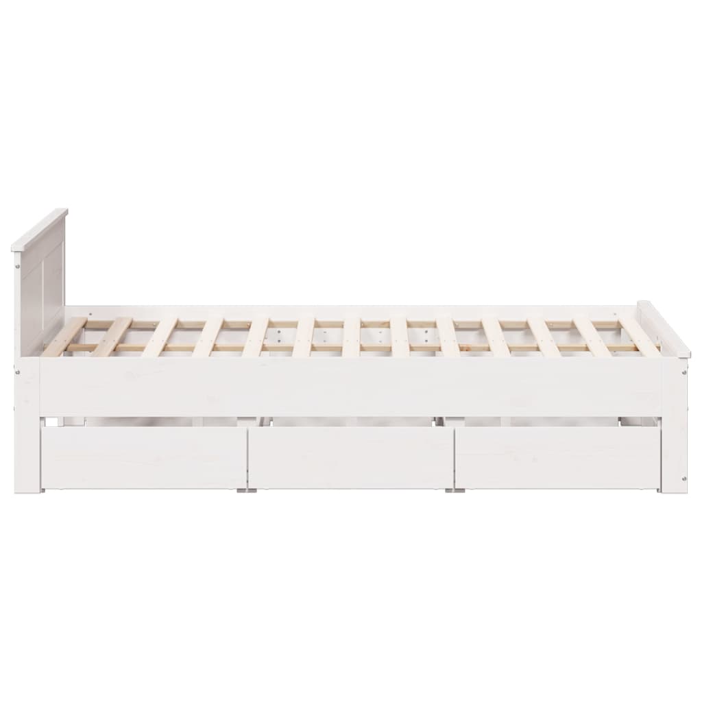 Cadre de lit sans matelas avec tête de lit blanc 140x190 cm pin