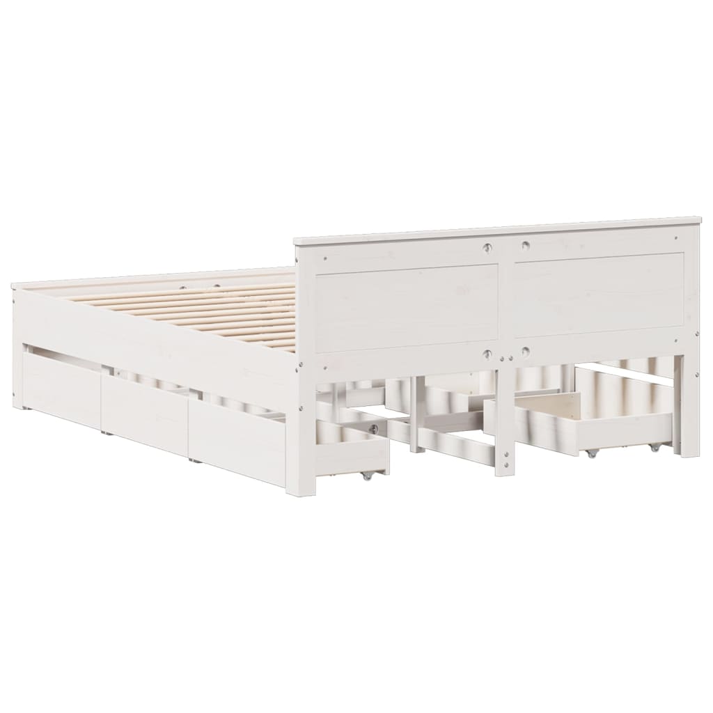 Cadre de lit sans matelas avec tête de lit blanc 140x190 cm pin