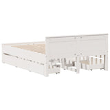 Cadre de lit sans matelas avec tête de lit blanc 140x190 cm pin