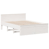 Cadre de lit sans matelas avec tête de lit blanc 140x190 cm pin