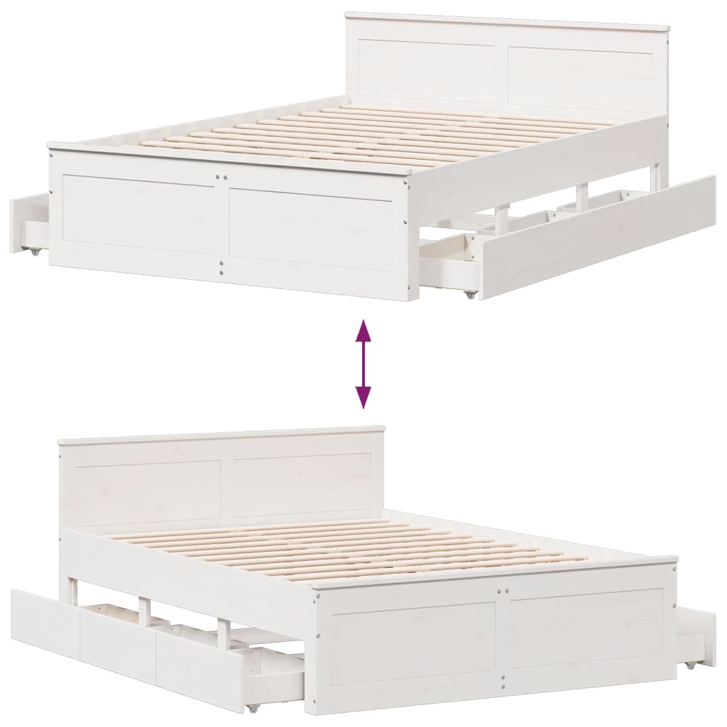 Cadre de lit sans matelas avec tête de lit blanc 140x190 cm pin