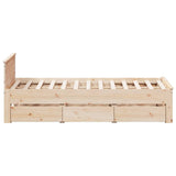 Cadre de lit sans matelas avec tête de lit 135x190 cm bois pin