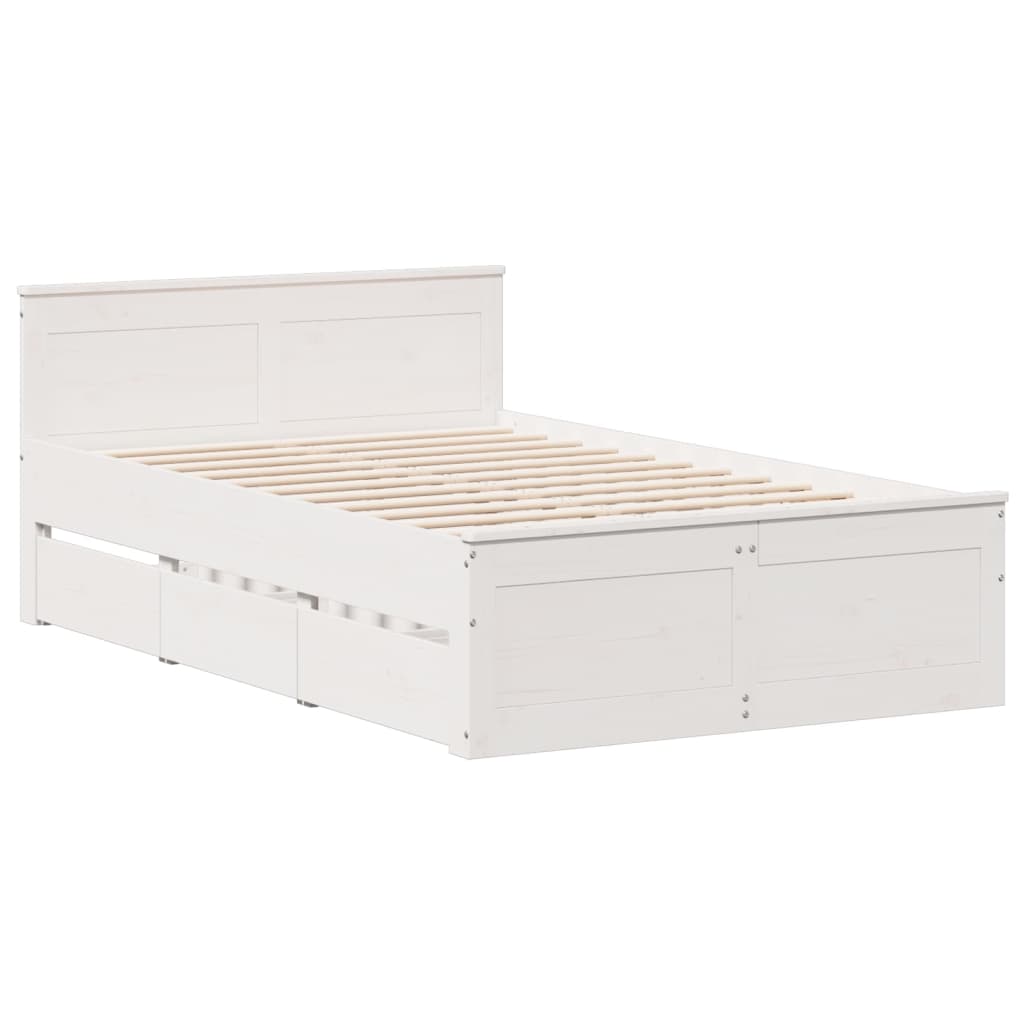 Cadre de lit sans matelas avec tête de lit blanc 135x190 cm pin