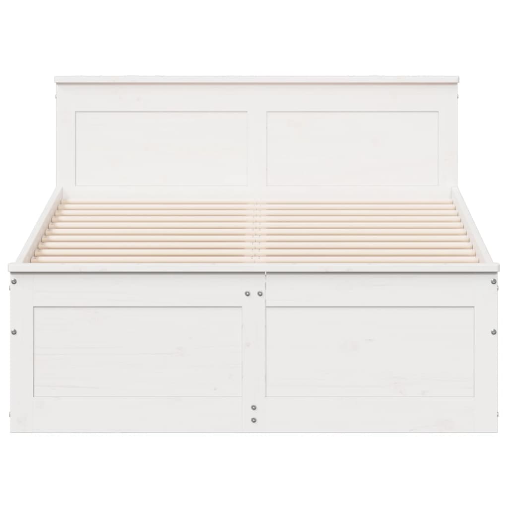 Cadre de lit sans matelas avec tête de lit blanc 135x190 cm pin